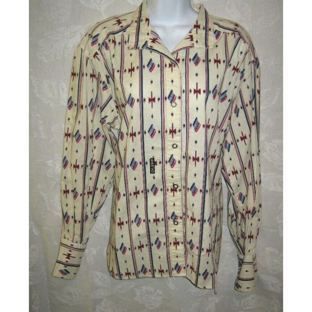 Vintage 90's Banjo Women's Shirt Size Medium Oversized Top Southwestern Print